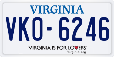 VA license plate VKO6246