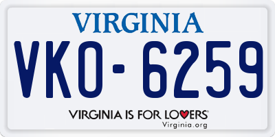 VA license plate VKO6259