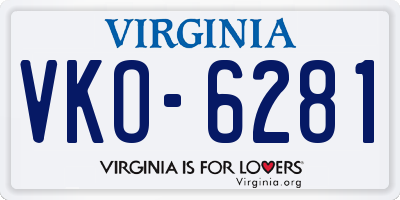 VA license plate VKO6281