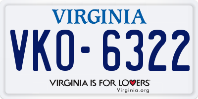 VA license plate VKO6322