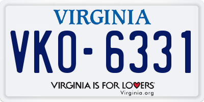 VA license plate VKO6331