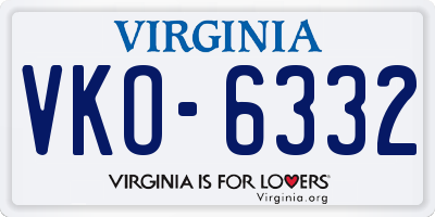 VA license plate VKO6332