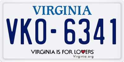 VA license plate VKO6341