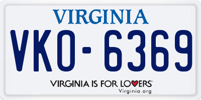 VA license plate VKO6369