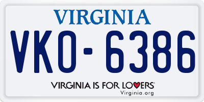 VA license plate VKO6386