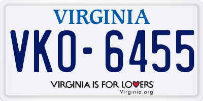 VA license plate VKO6455