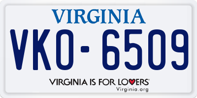 VA license plate VKO6509