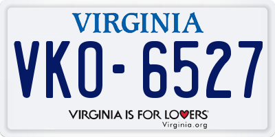 VA license plate VKO6527