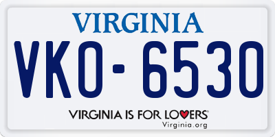 VA license plate VKO6530