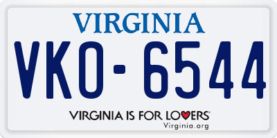 VA license plate VKO6544