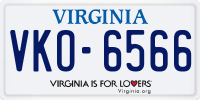 VA license plate VKO6566