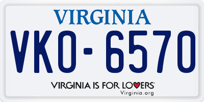 VA license plate VKO6570