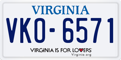 VA license plate VKO6571