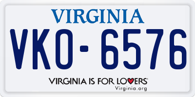 VA license plate VKO6576