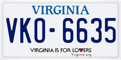 VA license plate VKO6635