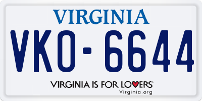 VA license plate VKO6644