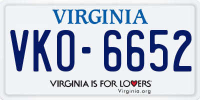 VA license plate VKO6652