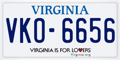 VA license plate VKO6656