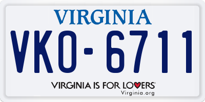 VA license plate VKO6711