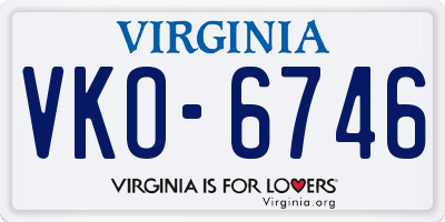 VA license plate VKO6746