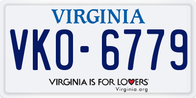 VA license plate VKO6779