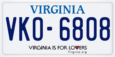 VA license plate VKO6808