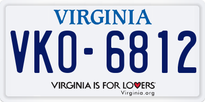 VA license plate VKO6812