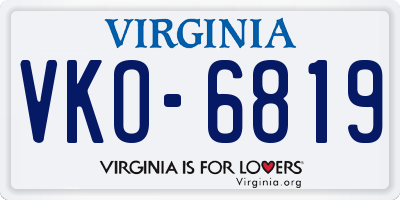 VA license plate VKO6819