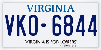 VA license plate VKO6844