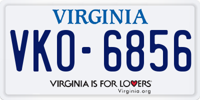 VA license plate VKO6856