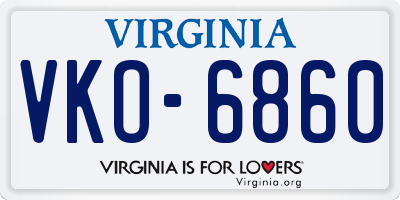 VA license plate VKO6860
