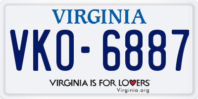 VA license plate VKO6887