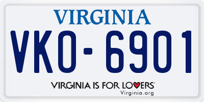 VA license plate VKO6901