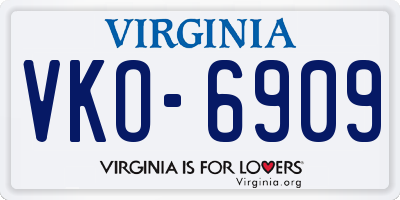 VA license plate VKO6909