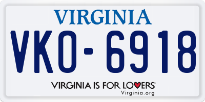 VA license plate VKO6918