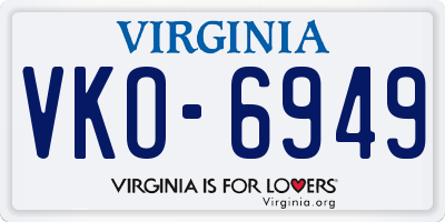 VA license plate VKO6949