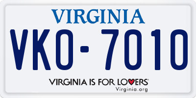 VA license plate VKO7010