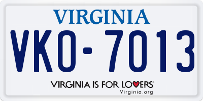 VA license plate VKO7013