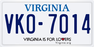 VA license plate VKO7014