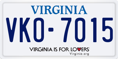VA license plate VKO7015
