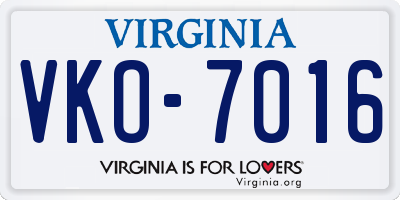 VA license plate VKO7016
