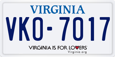 VA license plate VKO7017