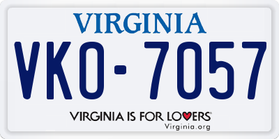 VA license plate VKO7057