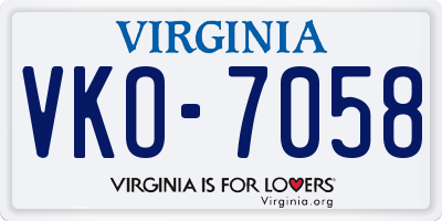 VA license plate VKO7058