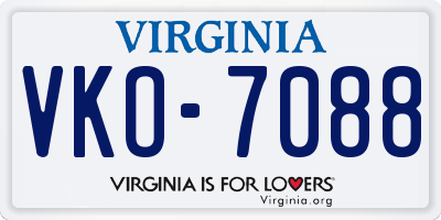 VA license plate VKO7088