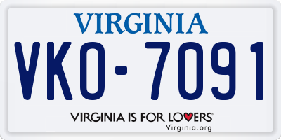 VA license plate VKO7091