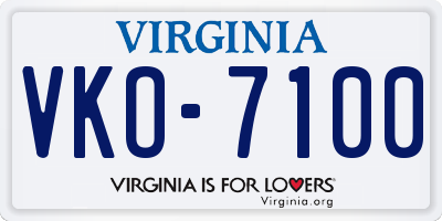 VA license plate VKO7100
