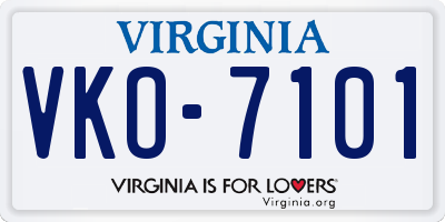 VA license plate VKO7101