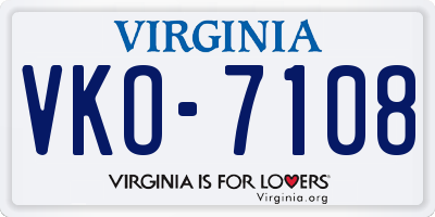 VA license plate VKO7108