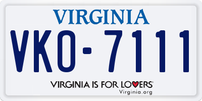 VA license plate VKO7111
